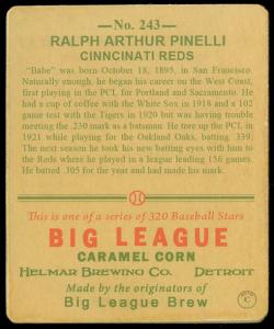 Picture, Helmar Brewing, R319-Helmar Card # 243, Babe Pinelli, Throwing, Cincinnati Reds