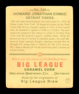 Picture, Helmar Brewing, R319-Helmar Card # 244, Howard Ehmke, Throwing, Detroit Tigers
