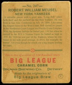 Picture, Helmar Brewing, R319-Helmar Card # 247, Bob Meusel, Swinging, New York Yankees