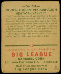 Picture, Helmar Brewing, R319-Helmar Card # 251, Roger Peckinpaugh, Throwing, New York Yankees