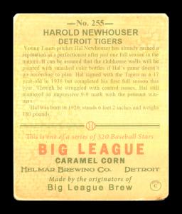 Picture, Helmar Brewing, R319-Helmar Card # 255, Hal NEWHOUSER (HOF), Glove at chest, Detroit Tigers