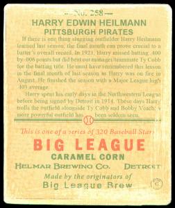 Picture, Helmar Brewing, R319-Helmar Card # 258, Harry HEILMANN (HOF), Portrait, Detroit Tigers