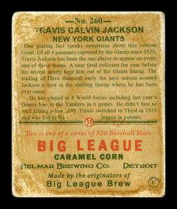 Picture, Helmar Brewing, R319-Helmar Card # 260, Travis JACKSON (HOF), Portrait, New York Giants
