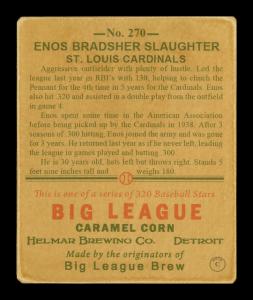 Picture, Helmar Brewing, R319-Helmar Card # 270, Enos SLAUGHTER (HOF), Portrait, St. Louis Cardinals