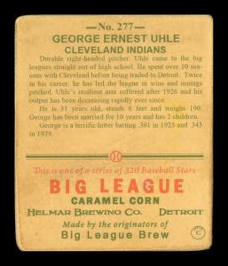 Picture, Helmar Brewing, R319-Helmar Card # 277, George Uhle, Portrait, Cleveland Indians