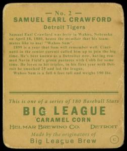 Picture, Helmar Brewing, R319-Helmar Card # 2, Sam CRAWFORD (HOF), Awaiting Fly Ball, Detroit Tigers