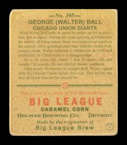 Picture, Helmar Brewing, R319-Helmar Card # 305, Walter Ball, Throwing, Chicago Union Giants