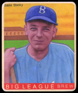 Picture, Helmar Brewing, R319-Helmar Card # 315, Eddie Stanky, Hand on bat end, Brooklyn Dodgers