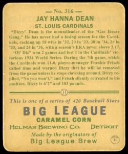 Picture, Helmar Brewing, R319-Helmar Card # 316, Dizzy DEAN, Arm outstretched, St. Louis Cardinals