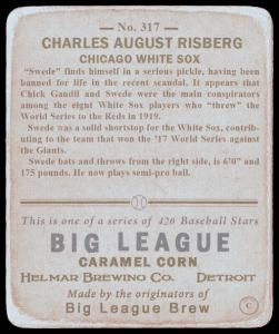 Picture, Helmar Brewing, R319-Helmar Card # 317, Swede Risberg, Hand at hip, Chicago White Sox