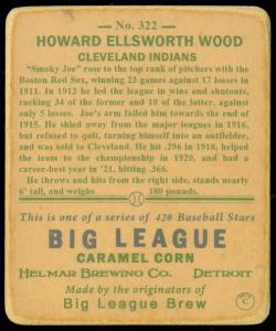 Picture, Helmar Brewing, R319-Helmar Card # 322, Smokey Joe Wood, World Champion Uniform, Cleveland Indians