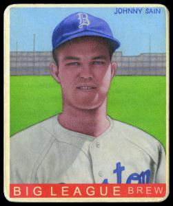 Picture of Helmar Brewing Baseball Card of Johnny Sain, card number 334 from series R319-Helmar Big League
