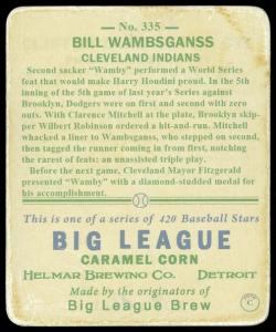 Picture, Helmar Brewing, R319-Helmar Card # 335, Bill Wambsganss, In Field, Cleveland Indians