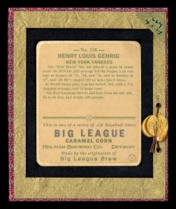 Picture, Helmar Brewing, R319-Helmar Card # 338, Lou GEHRIG, Corkscrew Swing, New York Yankees