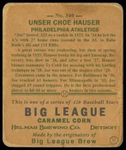 Picture, Helmar Brewing, R319-Helmar Card # 340, Joe Hauser, Follow through, Philadelphia Athletics