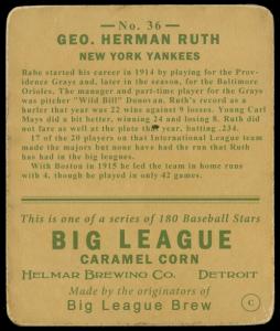 Picture, Helmar Brewing, R319-Helmar Card # 36, Babe RUTH (HOF), Swinging, New York Yankees