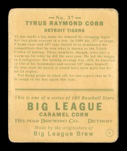 Picture, Helmar Brewing, R319-Helmar Card # 37, Ty COBB (HOF), Portrait, Detroit Tigers