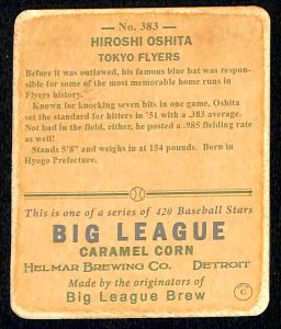 Picture, Helmar Brewing, R319-Helmar Card # 383, Hiroshi OSHITA (HOF), Portrait, Tokyo Flyers