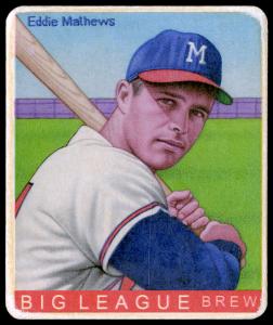 Picture, Helmar Brewing, R319-Helmar Card # 386, Eddie MATHEWS, Head & Shoulders batting pose, Milwaukee Braves