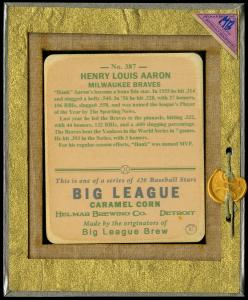 Picture, Helmar Brewing, R319-Helmar Card # 387, Hank AARON (HOF), Waist up, hand on hip, Milwaukee Braves