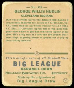 Picture, Helmar Brewing, R319-Helmar Card # 394, Willis Hudlin, Hands over head, Cleveland Indians