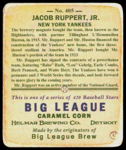 Picture, Helmar Brewing, R319-Helmar Card # 405, Jacob Ruppert, Red tie, New York Yankees