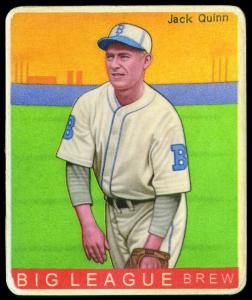 Picture, Helmar Brewing, R319-Helmar Card # 406, Jack Quinn, Blue fence, follow through, Brooklyn Dodgers