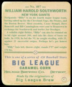 Picture, Helmar Brewing, R319-Helmar Card # 407, Billy SOUTHWORTH (HOF), Kneeling, New York Giants