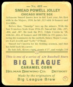 Picture, Helmar Brewing, R319-Helmar Card # 409, Smead Jolley, Blue uniform, follow through, Chicago White Sox