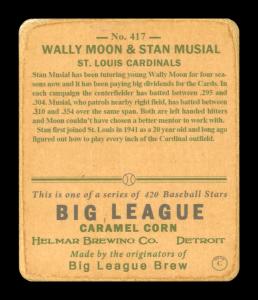 Picture, Helmar Brewing, R319-Helmar Card # 417, Wally Moon, Stan MUSIAL, Together, St. Louis Cardinals