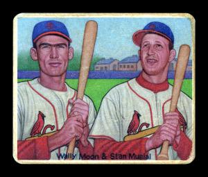 Picture of Helmar Brewing Baseball Card of Wally Moon, Stan MUSIAL, card number 417 from series R319-Helmar Big League
