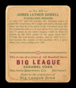 Picture, Helmar Brewing, R319-Helmar Card # 428, Luke Sewell, Ready to catch, Cleveland Indians