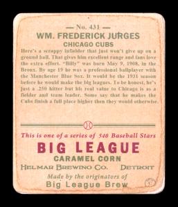 Picture, Helmar Brewing, R319-Helmar Card # 431, Billy Jurges, Batting follow through, Chicago Cubs