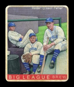Picture, Helmar Brewing, R319-Helmar Card # 435, Mel Harder, Steve O'Neill & Bob FELLER, In Dugout, Cleveland Indians