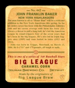 Picture, Helmar Brewing, R319-Helmar Card # 442, Frank BAKER (HOF), Reaching for ball, New York Yankees