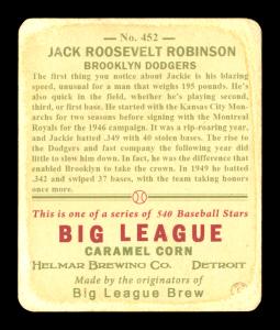Picture, Helmar Brewing, R319-Helmar Card # 452, Jackie Robinson (HOF), Belt up, bat cocked , Brooklyn Dodgers