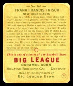 Picture, Helmar Brewing, R319-Helmar Card # 462, Frank FRISCH (HOF), Bat on shoulder, New York Giants