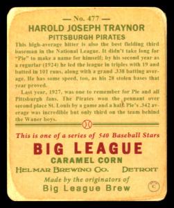 Picture, Helmar Brewing, R319-Helmar Card # 477, Pie TRAYNOR (HOF), Hands up, Pittsburgh Pirates