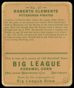 Picture, Helmar Brewing, R319-Helmar Card # 47, Roberto CLEMENTE, Portrait, Pittsburgh Pirates