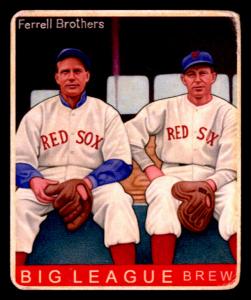 Picture, Helmar Brewing, R319-Helmar Card # 496, RICK FERRELL, Wes Ferrell, Sitting together, Boston Red Sox
