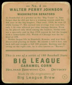 Picture, Helmar Brewing, R319-Helmar Card # 4, Walter JOHNSON (HOF), Pitching Stance, Washington Senators