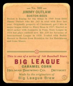 Picture, Helmar Brewing, R319-Helmar Card # 500, Jimmy Outlaw, Head and sholders, Boston Bees