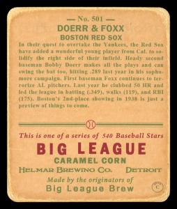 Picture, Helmar Brewing, R319-Helmar Card # 501, Bobby DOERR, Jimmie FOXX, Together, Boston Red Sox