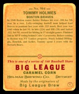 Picture, Helmar Brewing, R319-Helmar Card # 504, Tommy Holmes, Holding bat up, near chest, Boston Braves