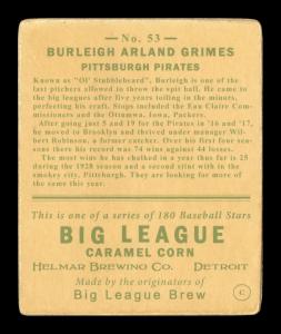 Picture, Helmar Brewing, R319-Helmar Card # 53, Burleigh GRIMES (HOF), Making spitball, Pittsburgh Pirates