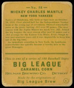 Picture, Helmar Brewing, R319-Helmar Card # 58, Mickey MANTLE (HOF), Batting Stance, New York Yankees