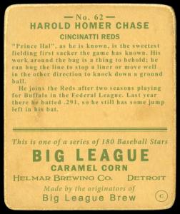 Picture, Helmar Brewing, R319-Helmar Card # 62, Hal Chase, Portrait, Cincinnati Reds