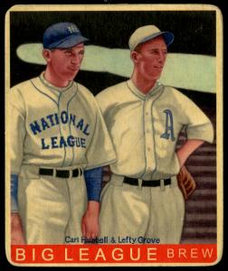 Picture of Helmar Brewing Baseball Card of Carl HUBBELL, Lefty GROVE, card number 66 from series R319-Helmar Big League