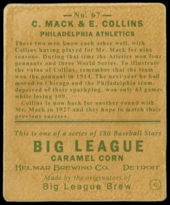 Picture, Helmar Brewing, R319-Helmar Card # 67, Connie MACK (HOF); Eddie COLLINS (HOF), Standing, Philadelphia Athletics