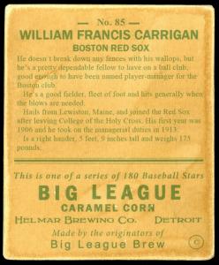 Picture, Helmar Brewing, R319-Helmar Card # 85, Bill Carrigan, Catching, Boston Red Sox